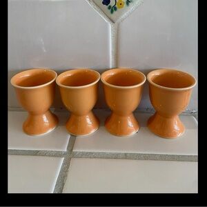 4 Pcs Orange Ceramic Egg Cup Holders